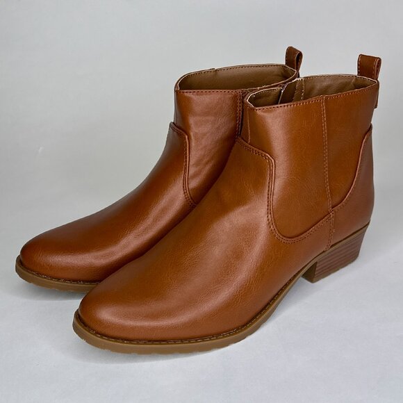 Style & Co Faux Leather Side Zip Ankle Booties Round Toe Block Heel Size 8M - Picture 3 of 14